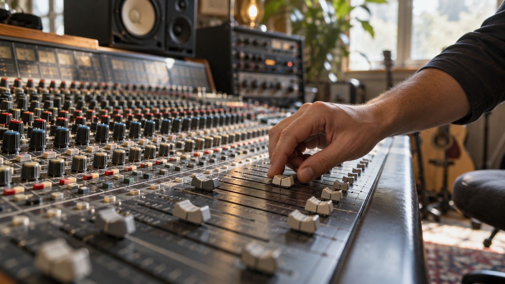Audio editing session with separate music tracks